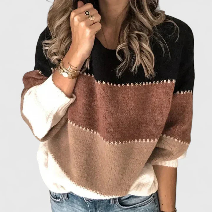 Women’s Striped Sweater with Crew Neck