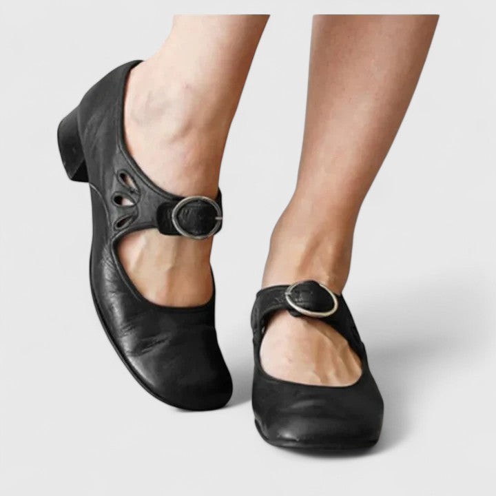Women's Round-Toe High Heels with Ankle Buckle