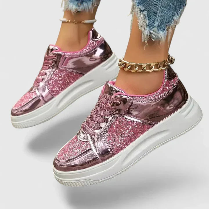 Women's Glitter Patent Leather Platform Sneakers
