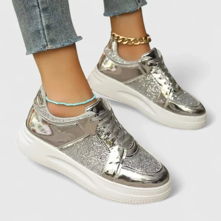 Women's Glitter Patent Leather Platform Sneakers