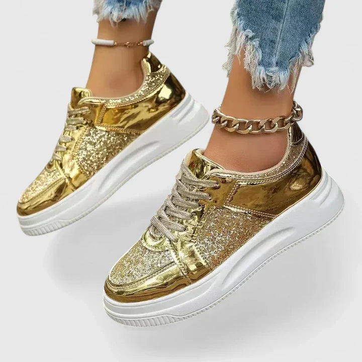 Women's Glitter Patent Leather Platform Sneakers
