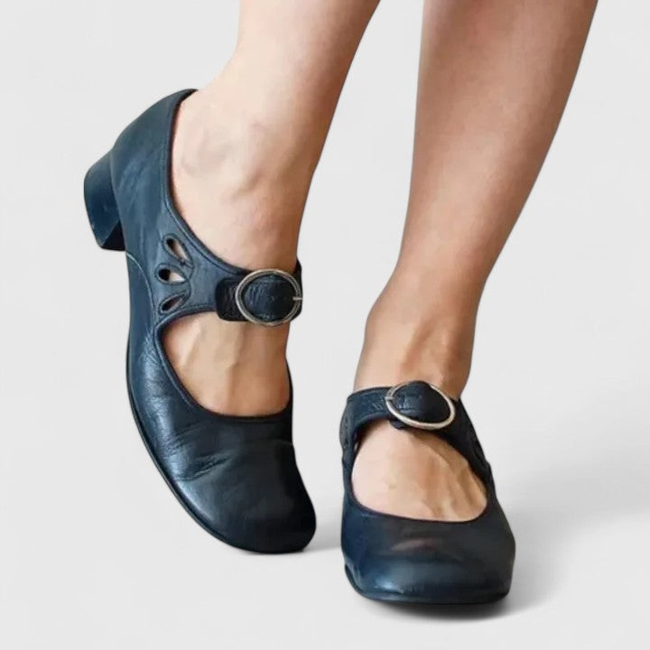 Women's Round-Toe High Heels with Ankle Buckle