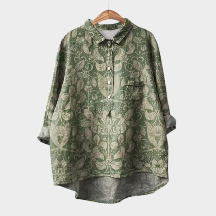Women’s Leaf-Print Blouse with Lightweight Comfort
