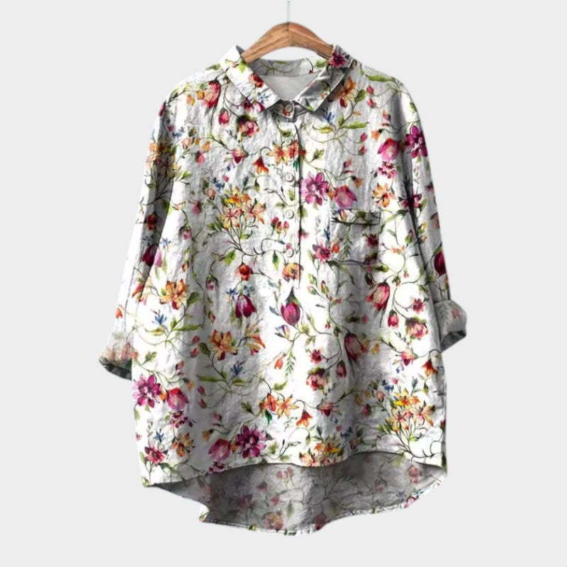 Women’s Floral Blouse with Button Front