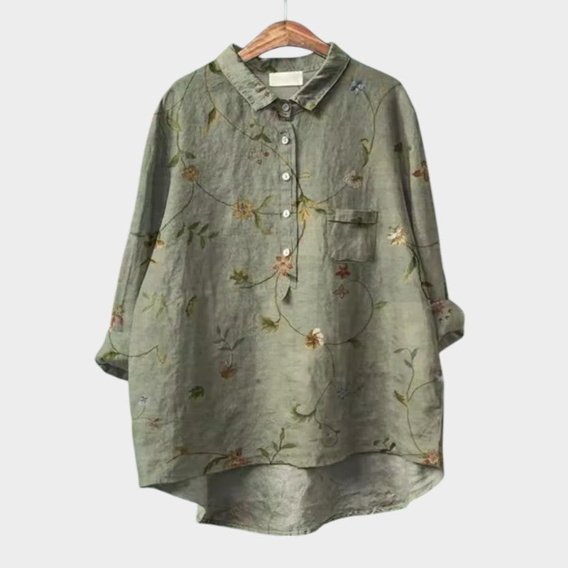 Women’s Floral Blouse with Button Front