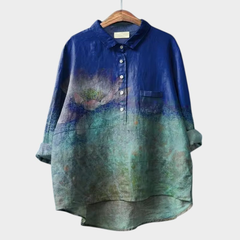 Women’s Leaf-Print Blouse with Lightweight Comfort