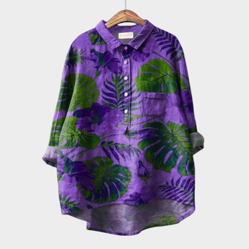 Women’s Leaf-Print Blouse with Lightweight Comfort