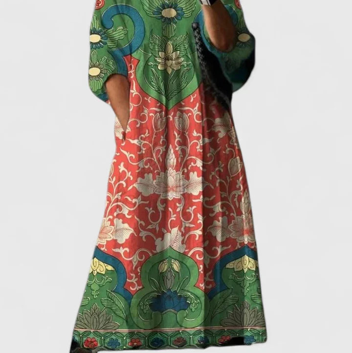 Kymberah | Women’s Sophisticated Midi Dress with Deep V-Neck