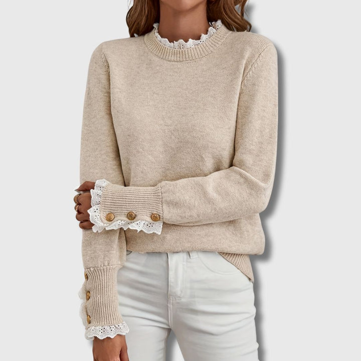 Evee | Women’s Elegant Sweater with Lace Details