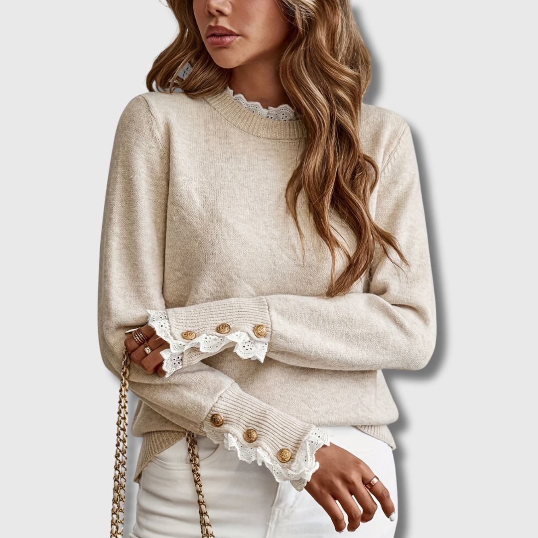 Evee | Women’s Elegant Sweater with Lace Details