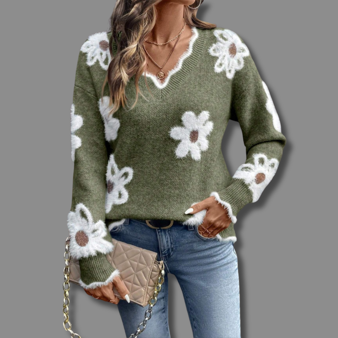 Talli | Women’s Elegant Sweater with Floral Design