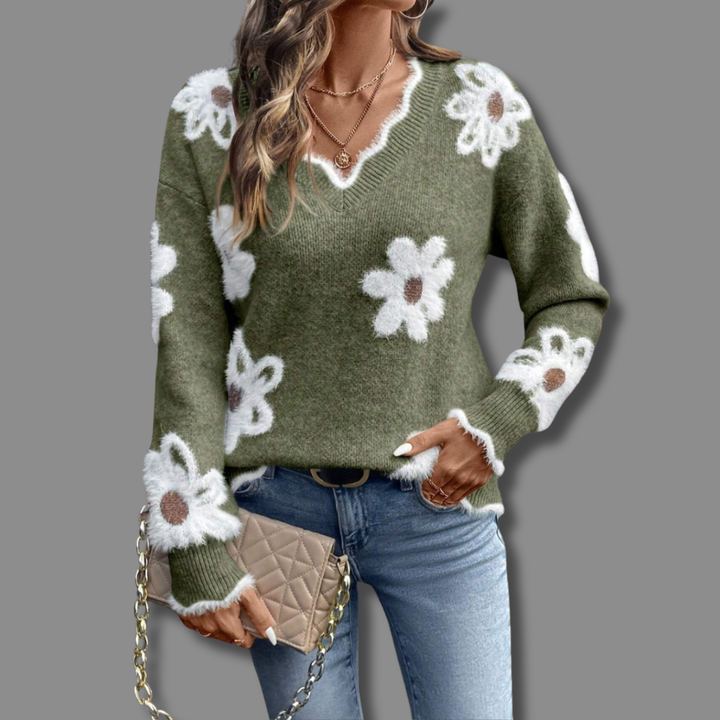 Talli | Women’s Elegant Sweater with Floral Design