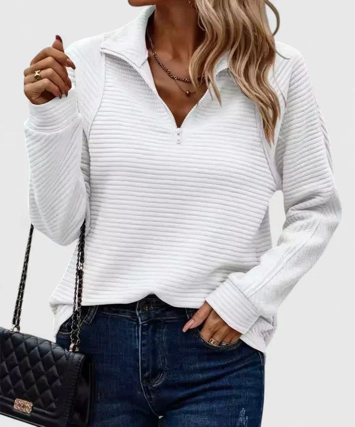 Women’s Ribbed Half-Zip Sweater with Cozy Knit
