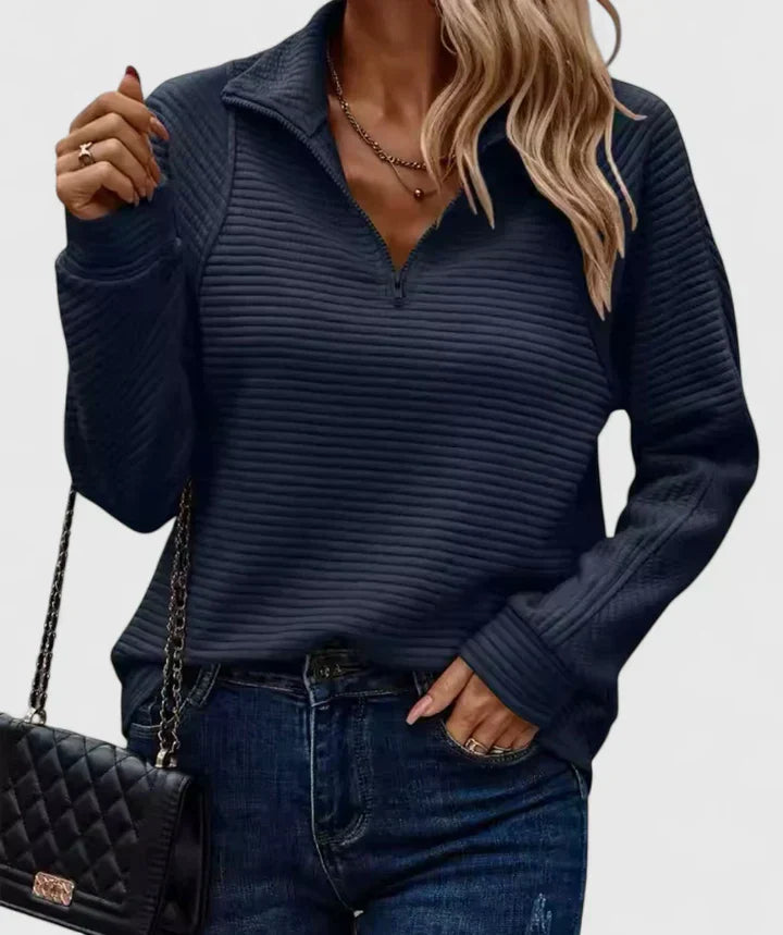 Women’s Ribbed Half-Zip Sweater with Cozy Knit