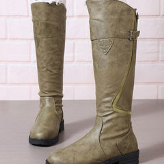 Women’s Knee-High Boots with Gold Buckles
