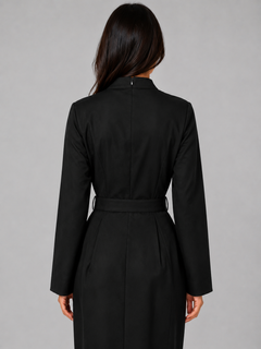 Women’s Belted Midi Dress with V-Neckline