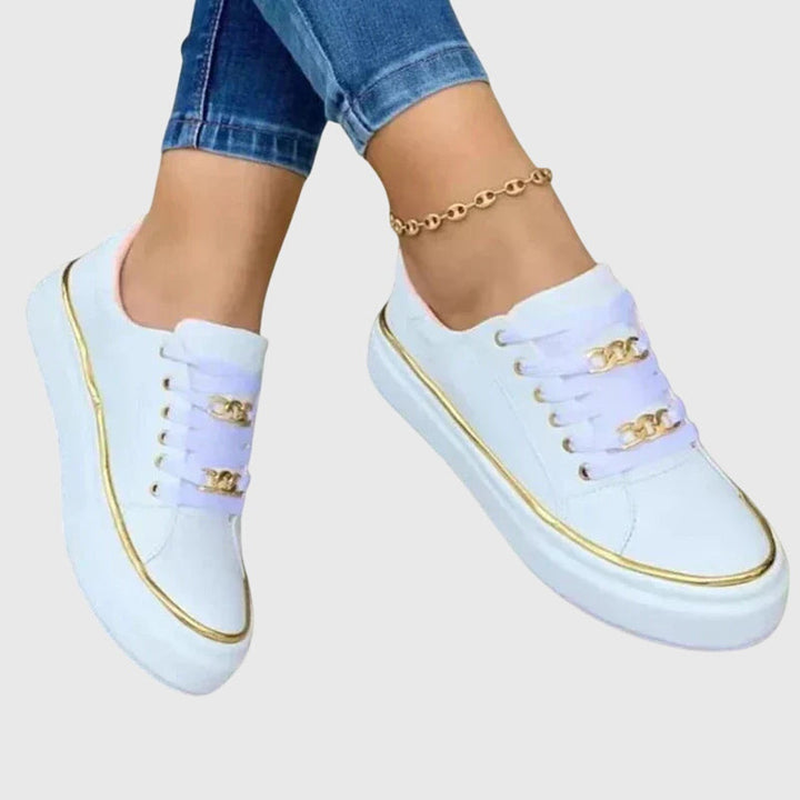Women’s Black & Gold Chain Detail Sneakers