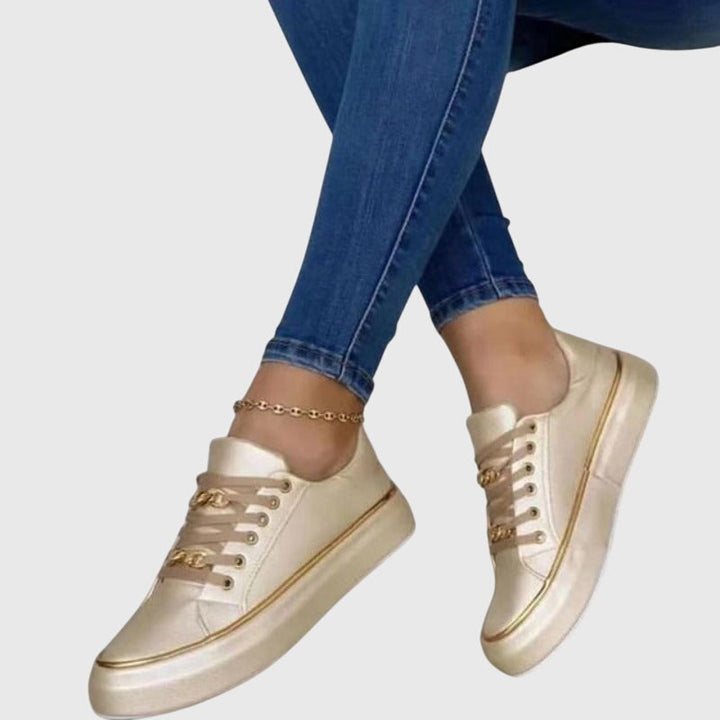 Women’s Black & Gold Chain Detail Sneakers