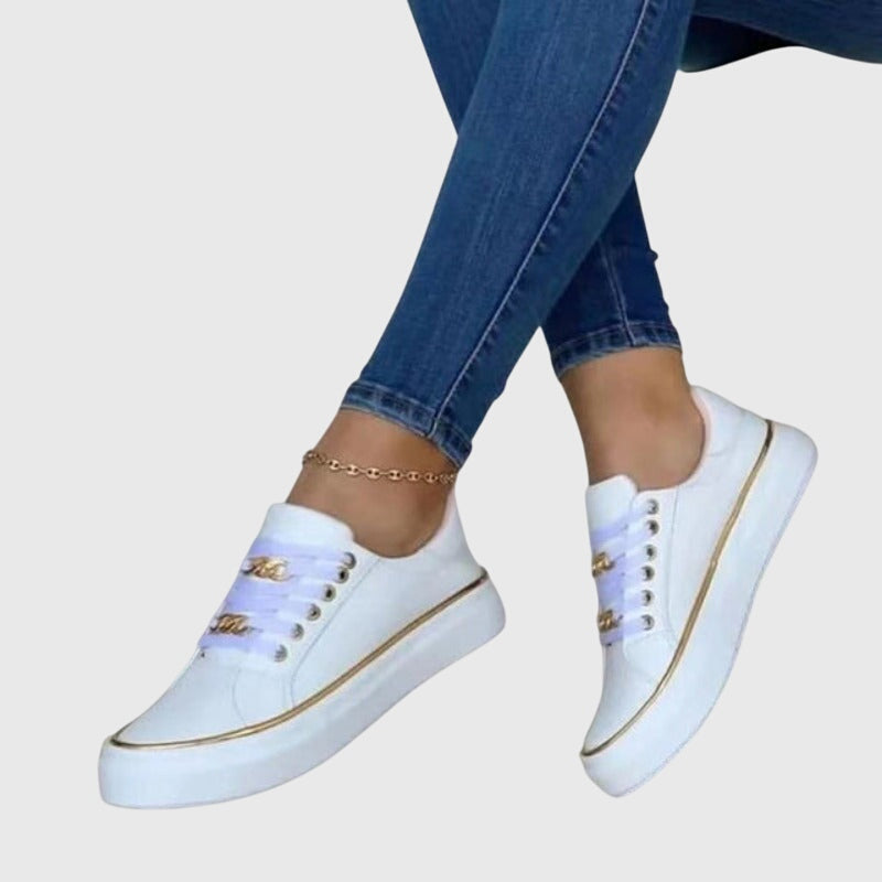 Women’s Black & Gold Chain Detail Sneakers