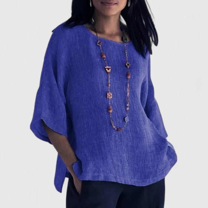 Women’s Blouse with O-Neck and Relaxed Fit