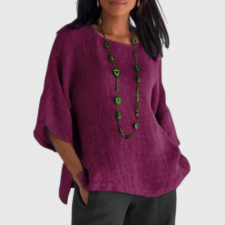 Women’s Blouse with O-Neck and Relaxed Fit
