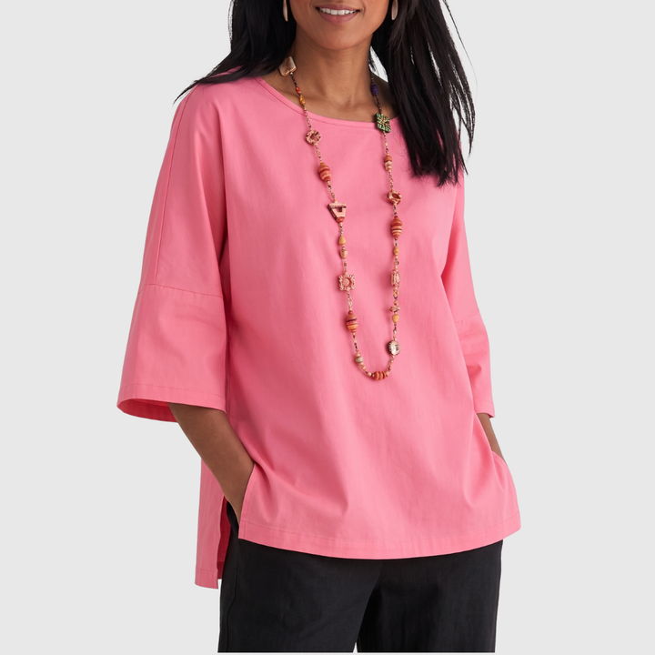 Women’s Blouse with O-Neck and Relaxed Fit