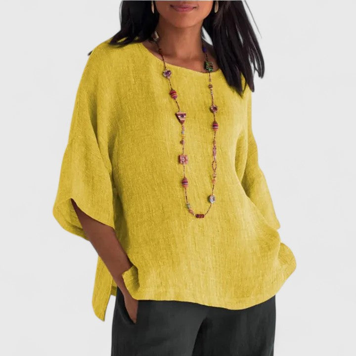 Women’s Blouse with O-Neck and Relaxed Fit