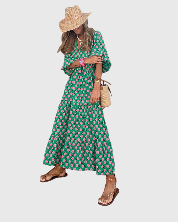 Women’s Boho Maxi Dress - Floral Print