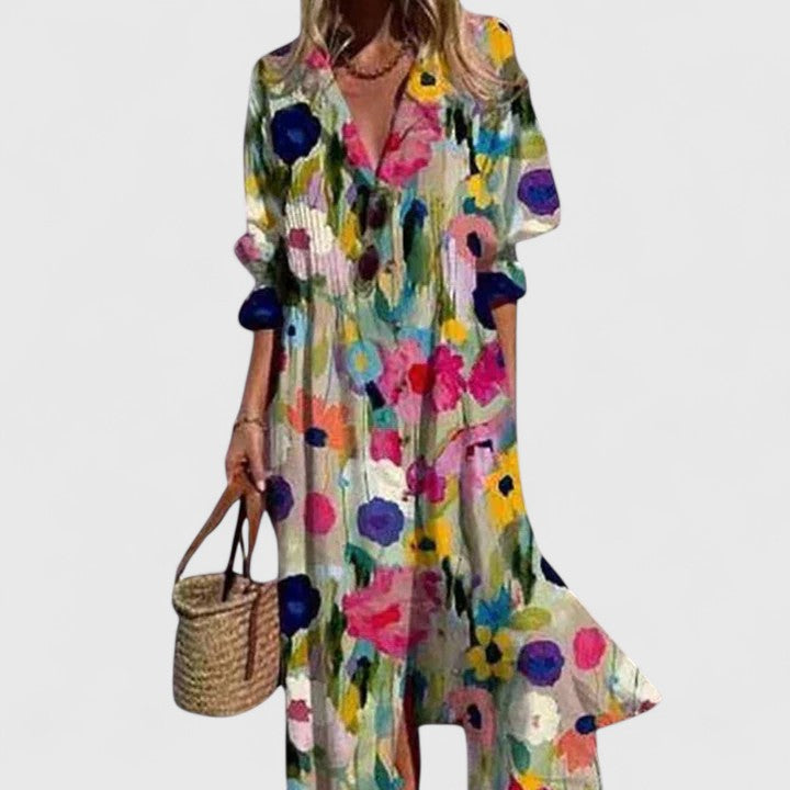 Women’s Boho Maxi Dress with Bold Colors