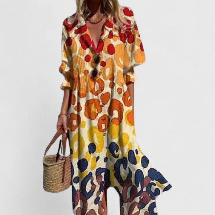 Women’s Boho Maxi Dress with Bold Colors