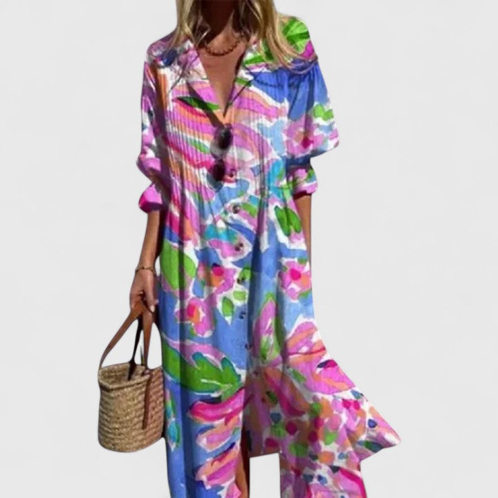 Women’s Boho Maxi Dress with Bold Colors