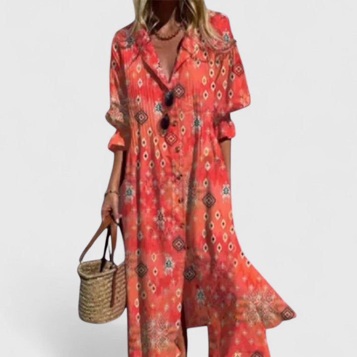 Women’s Boho Maxi Dress with Bold Colors