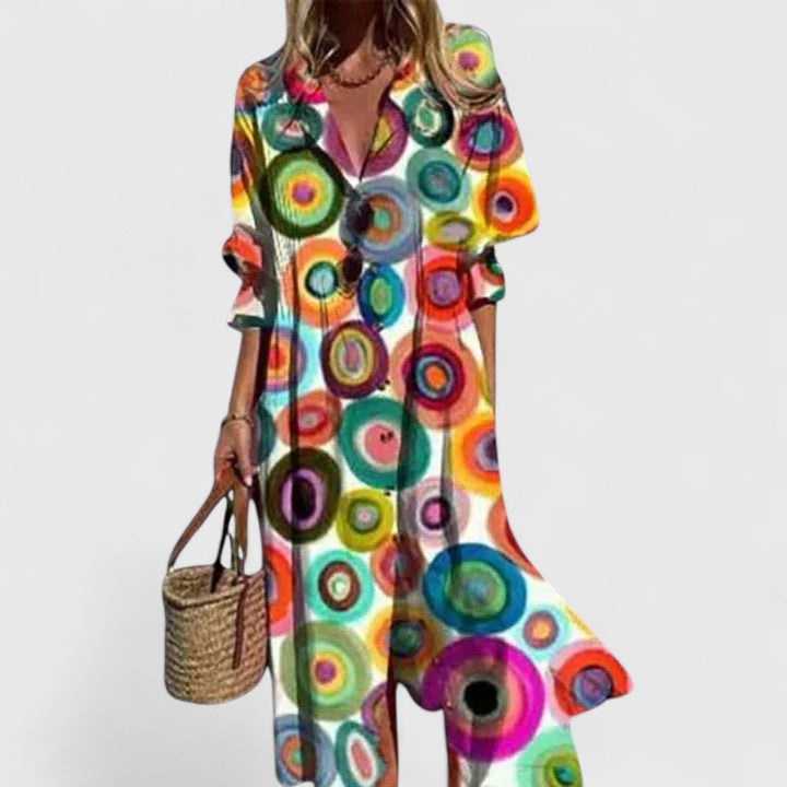Women’s Boho Maxi Dress with Bold Colors