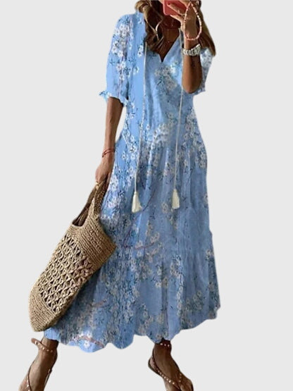 Women’s Boho Vintage Summer Dress with Tassels