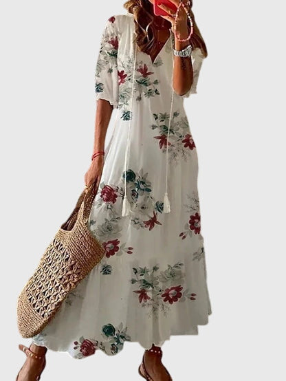 Women’s Boho Vintage Summer Dress with Tassels