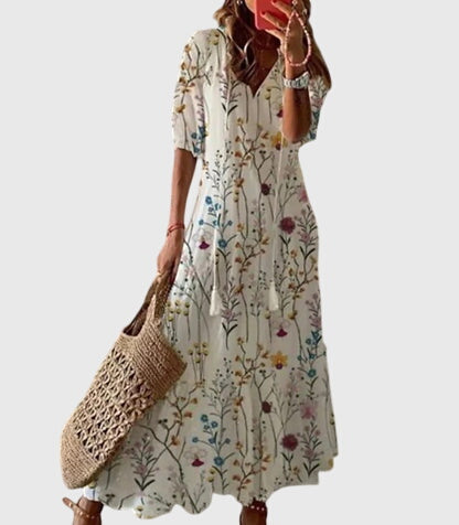 Women’s Boho Vintage Summer Dress with Tassels