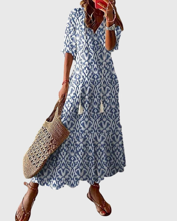 Women’s Boho Vintage Summer Dress with Tassels