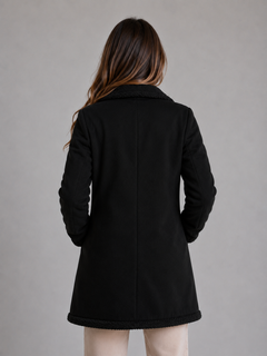 Women’s Brown Longline Coat with Plush Trim