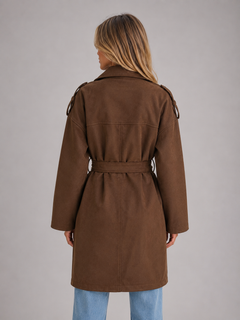 Women's Brown Trench with Belted Lapel Fit