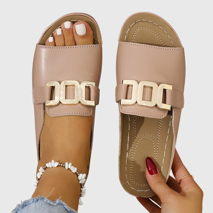 Women’s Buckle Sandals - Open Toe Slip-Ons