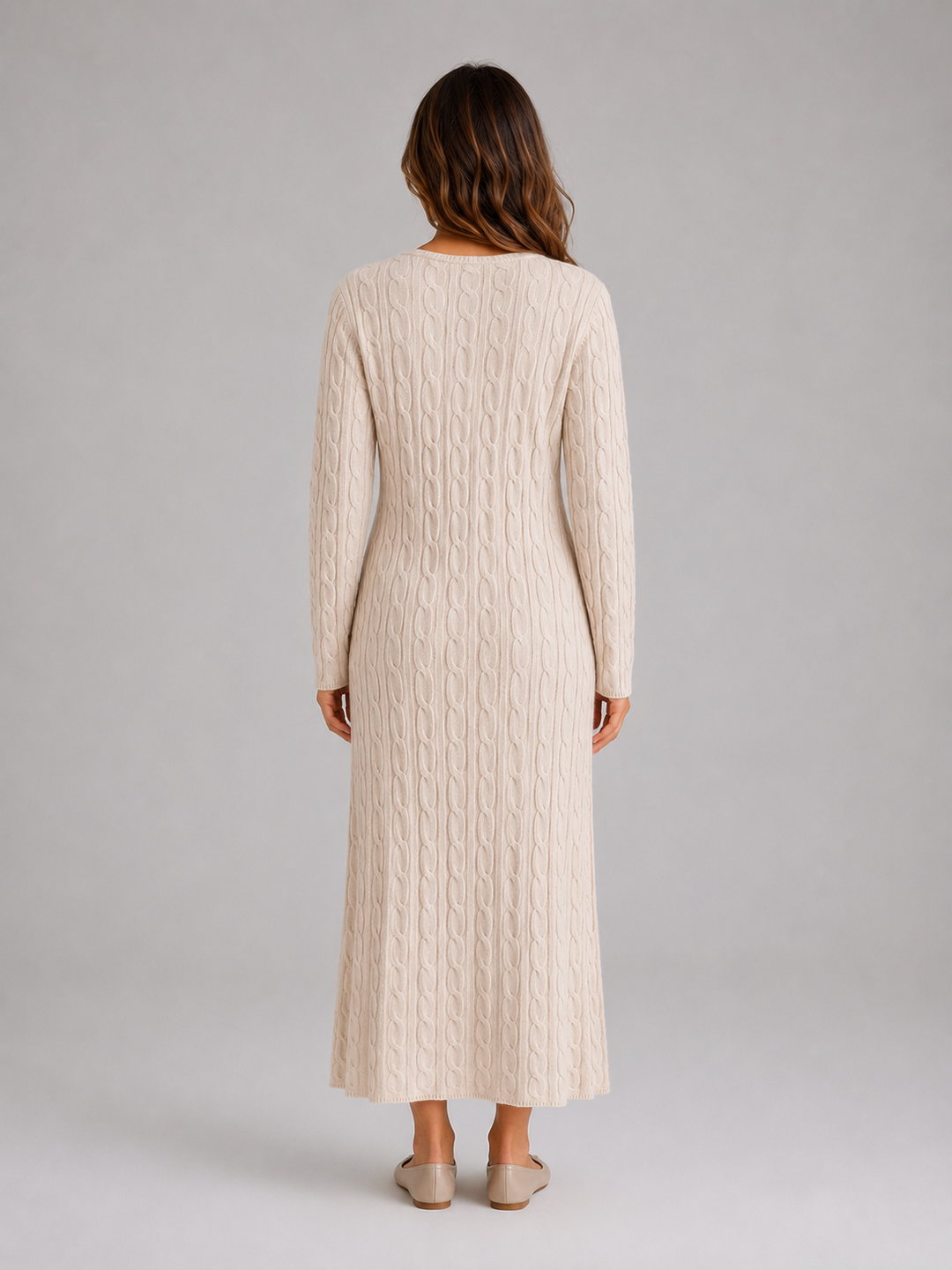 Women’s Cable Knit Dress with Long Sleeves