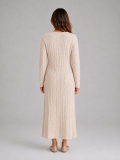 Women’s Cable Knit Dress with Long Sleeves