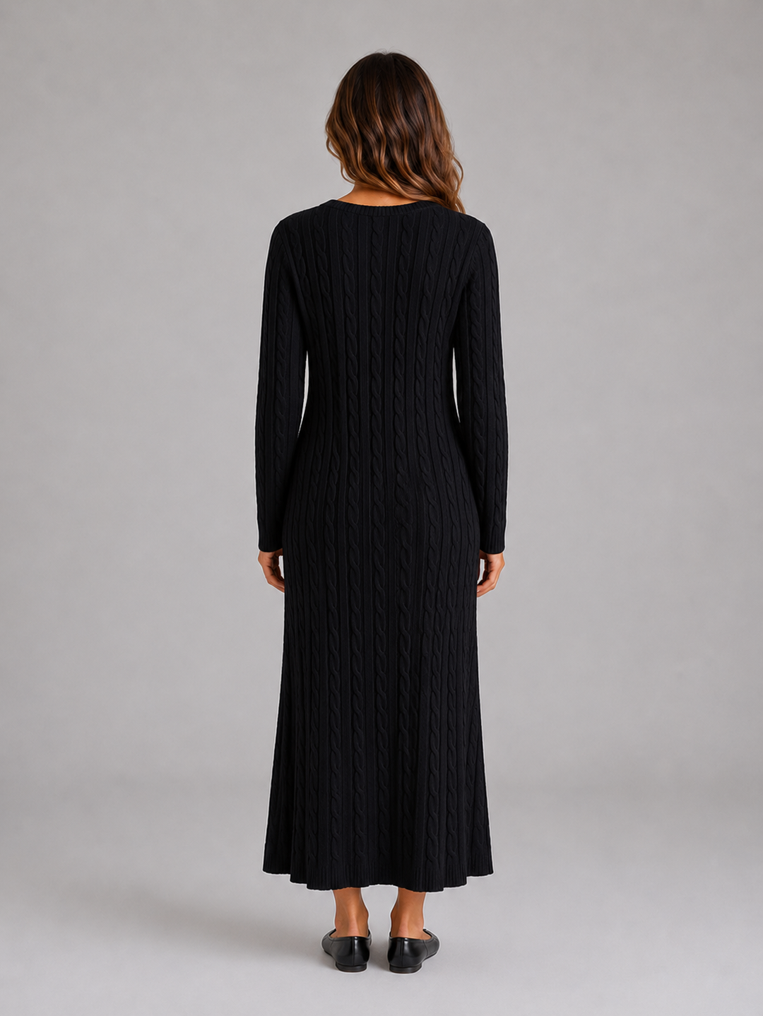 Women’s Cable Knit Dress with Long Sleeves