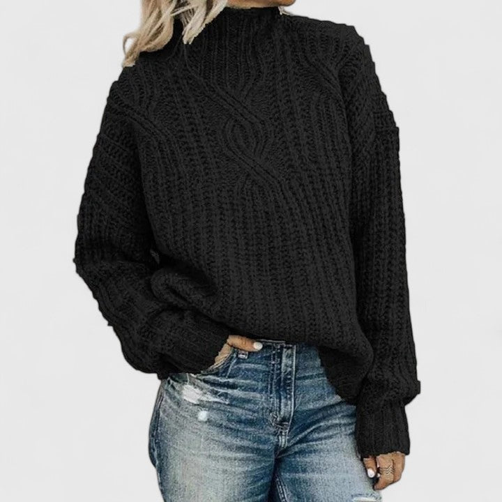 Women’s Cable Knit Sweater with Relaxed Fit