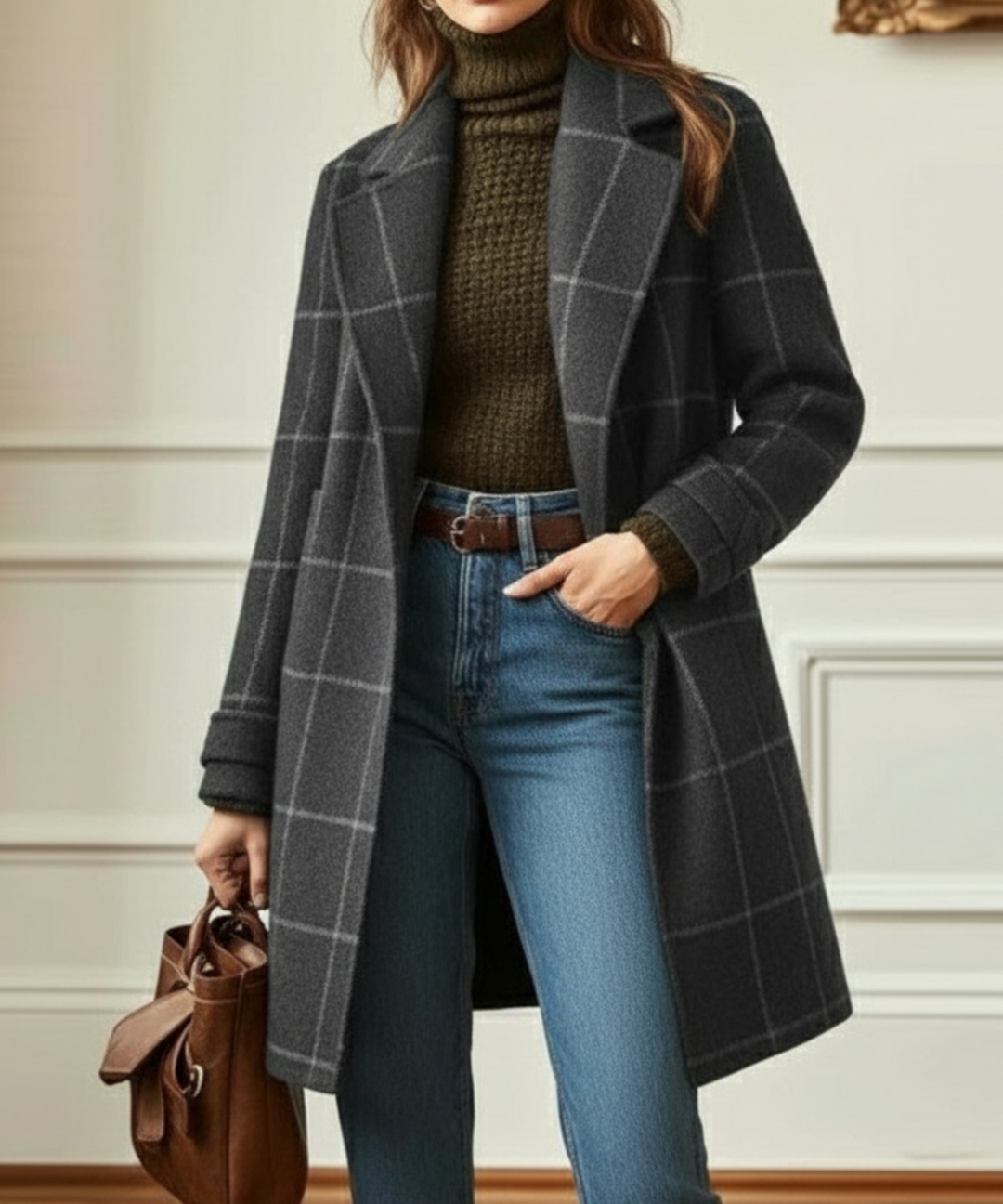Women’s Check Coat - Lapel
