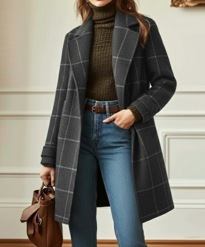Women’s Check Coat - Lapel