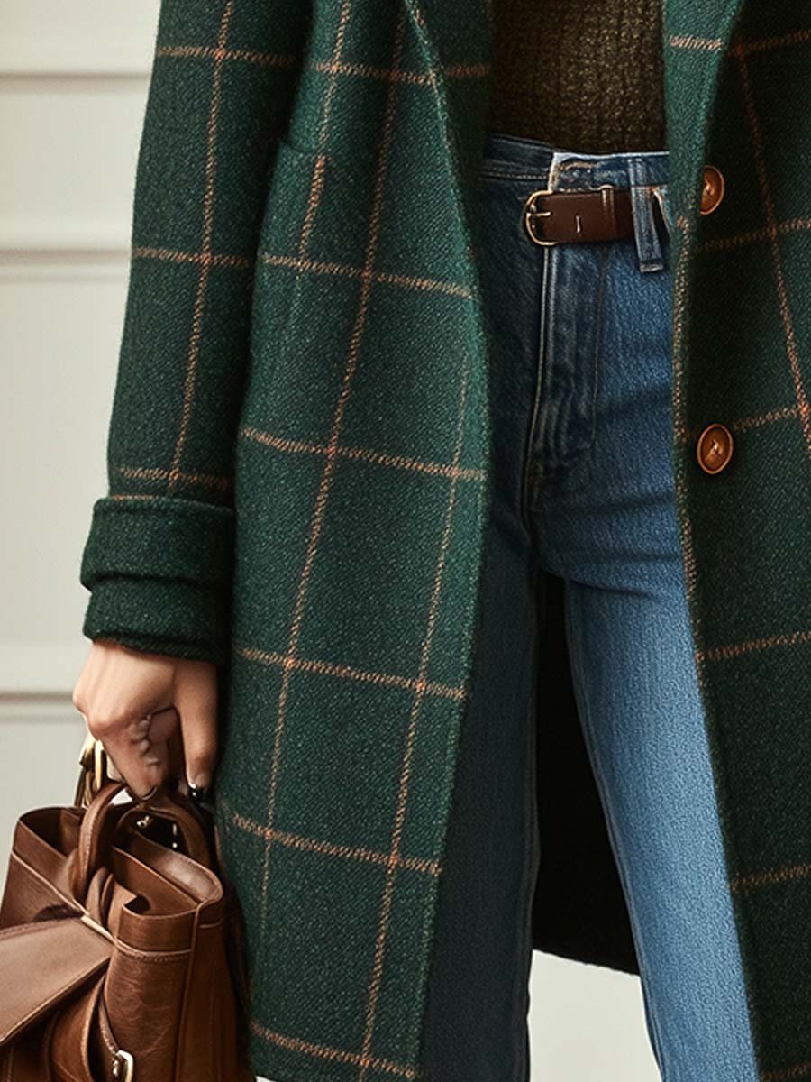 Women’s Check Coat - Lapel