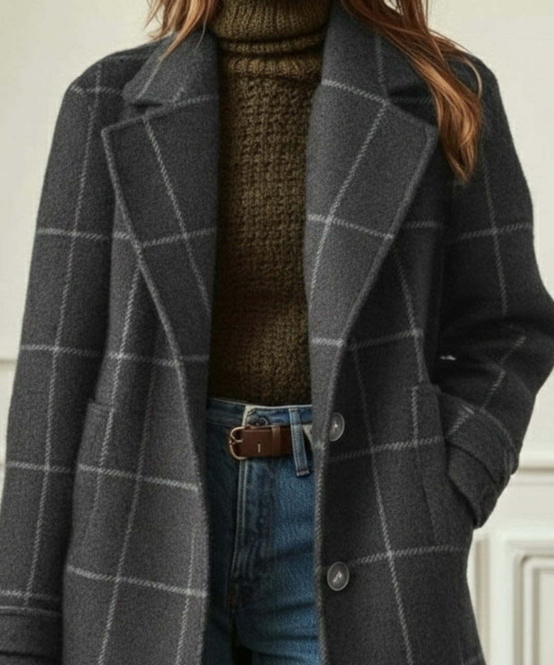 Women’s Check Coat - Lapel