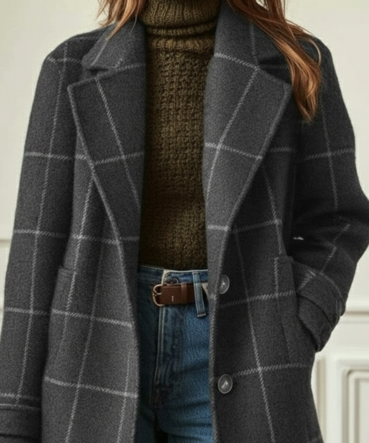 Women’s Check Coat - Lapel
