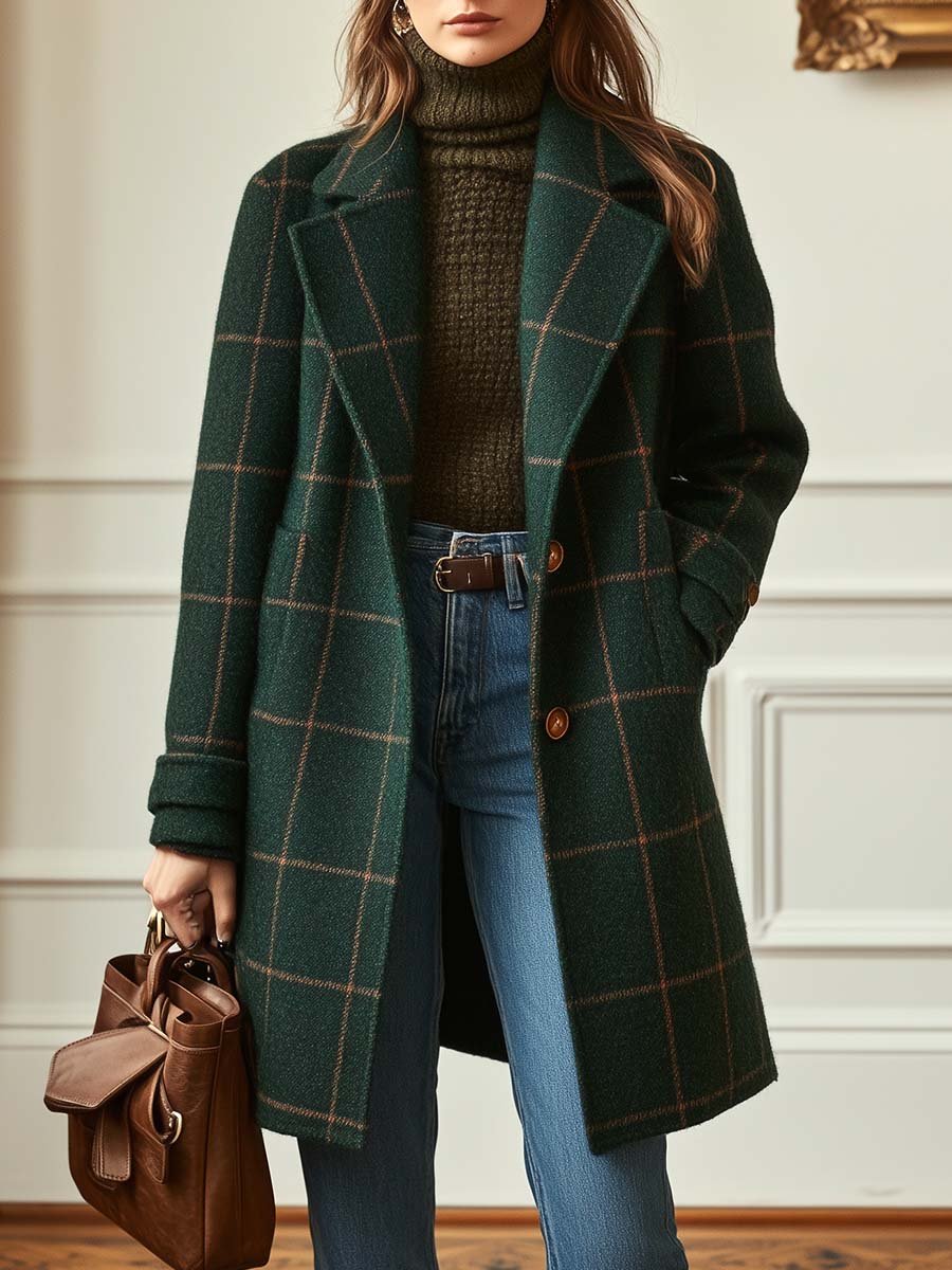 Women’s Check Coat - Lapel